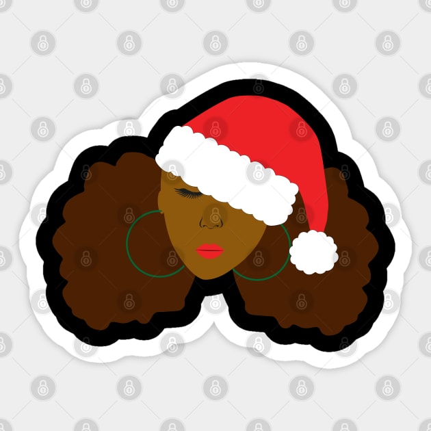 Afro Puffs Santa Hat Christmas Sticker by blackartmattersshop